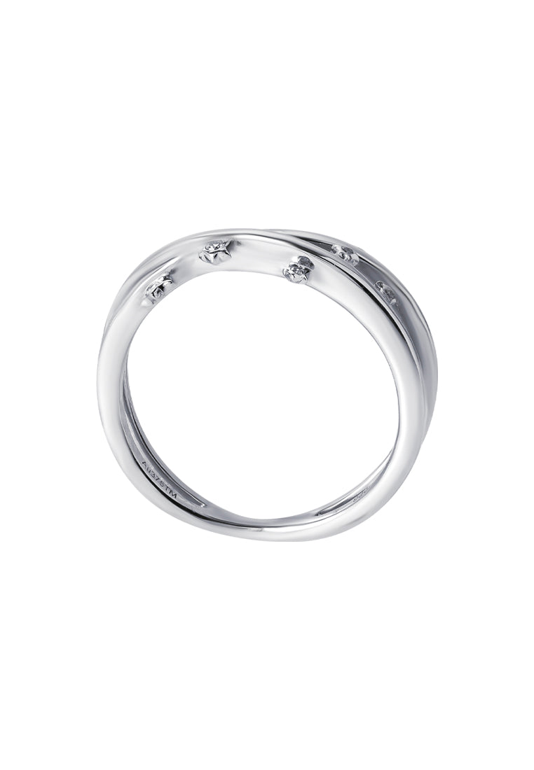 TOMEI Star Lighting Diamond Ring, White Gold 375