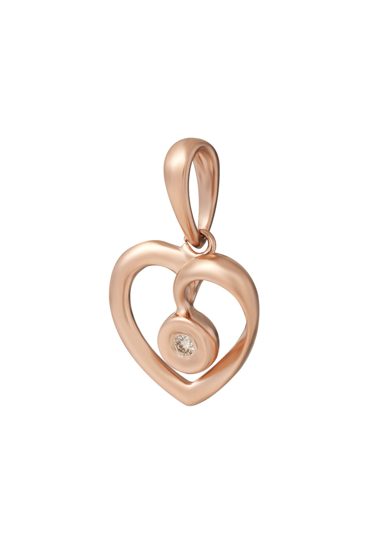 TOMEI [Online Exclusive] Minimalist Heart Shape Pendant, Rose Gold 375