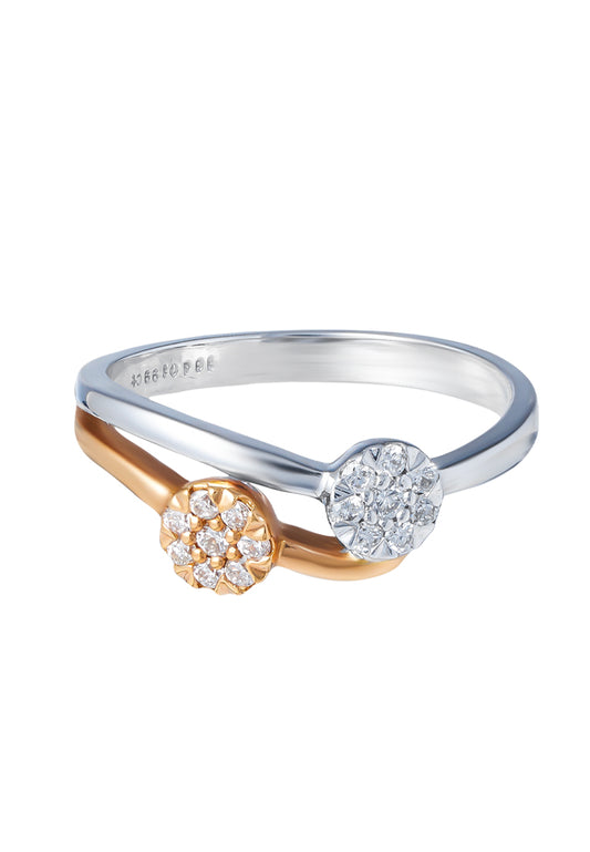 TOMEI You & Me Diamond Ring, White+Rose Gold 750