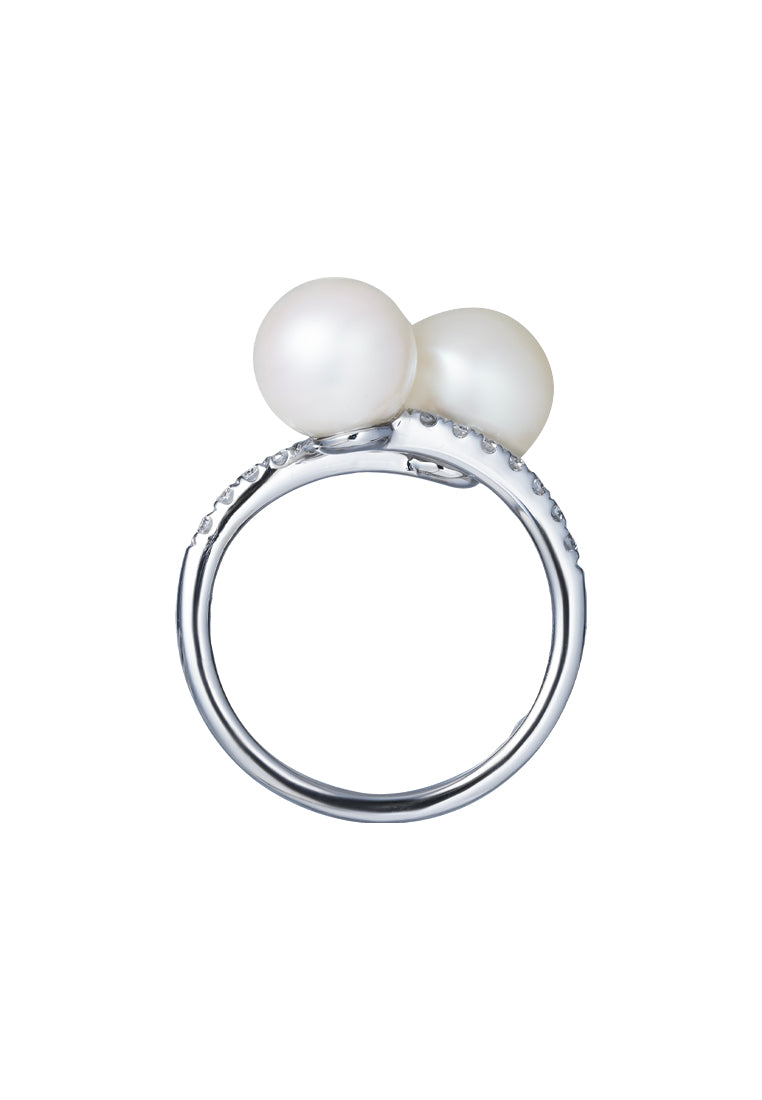 TOMEI Pearl Ring, White Gold 585