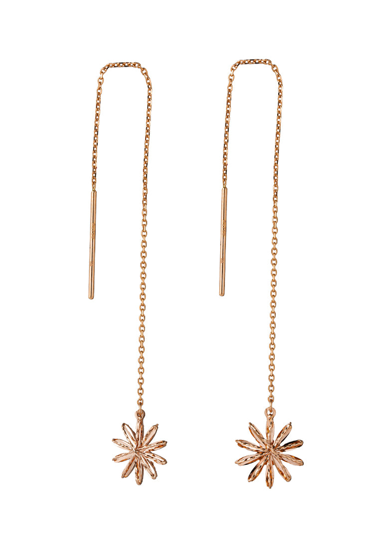 TOMEI Rouge Collection Snow Flake Long Earrings, Rose Gold 750