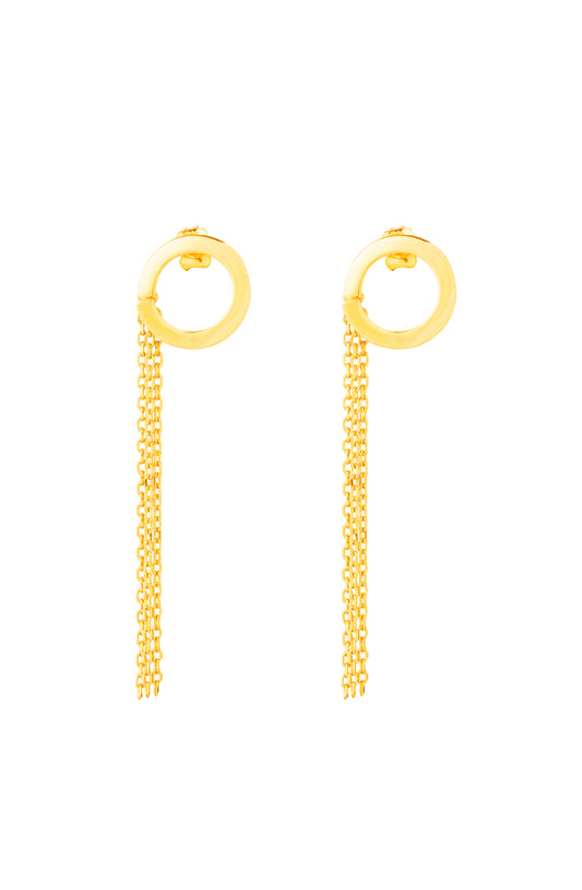 TOMEI Dangling Round Earrings, Yelow Gold 916