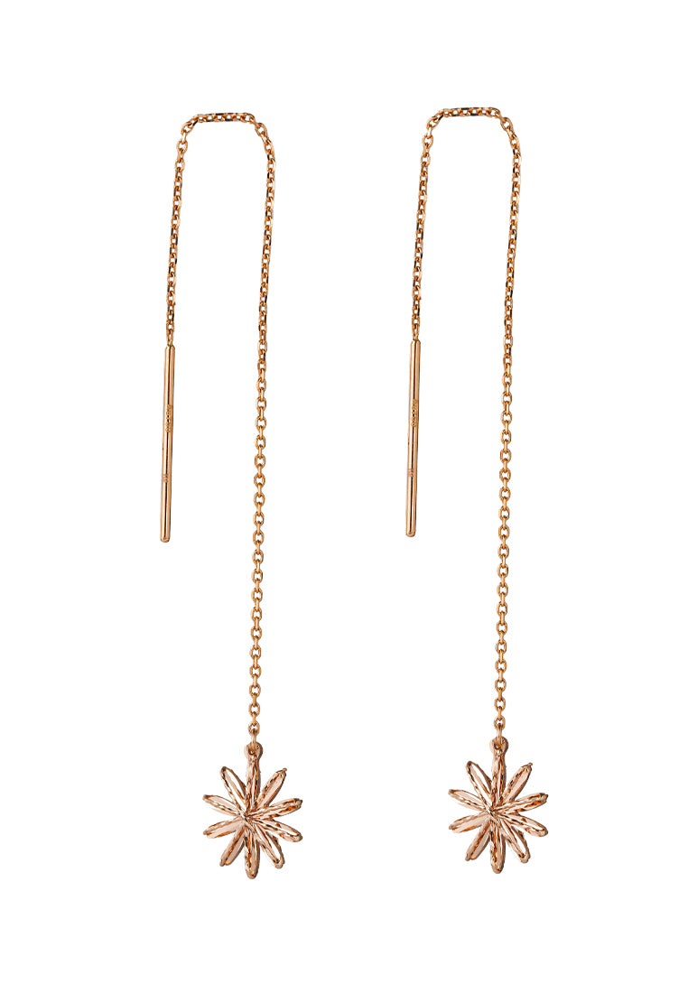 TOMEI Rouge Collection Snow Flake Long Earrings, Rose Gold 750