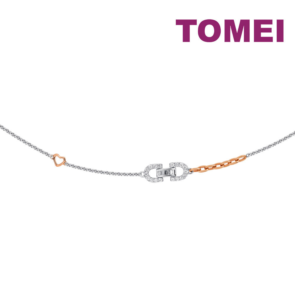 TOMEI Rosy Winter Collection Diamond Bracelet, White+Rose Gold 585