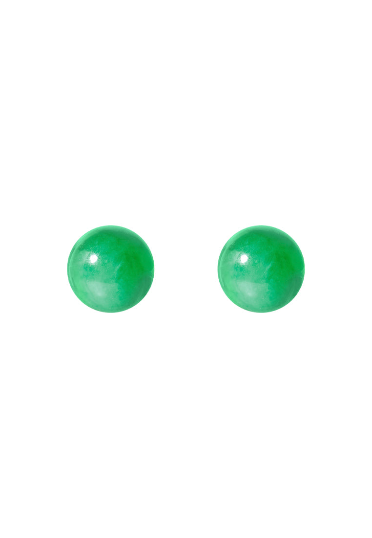 TOMEI Classic Round Jade Earrings, White Gold 750
