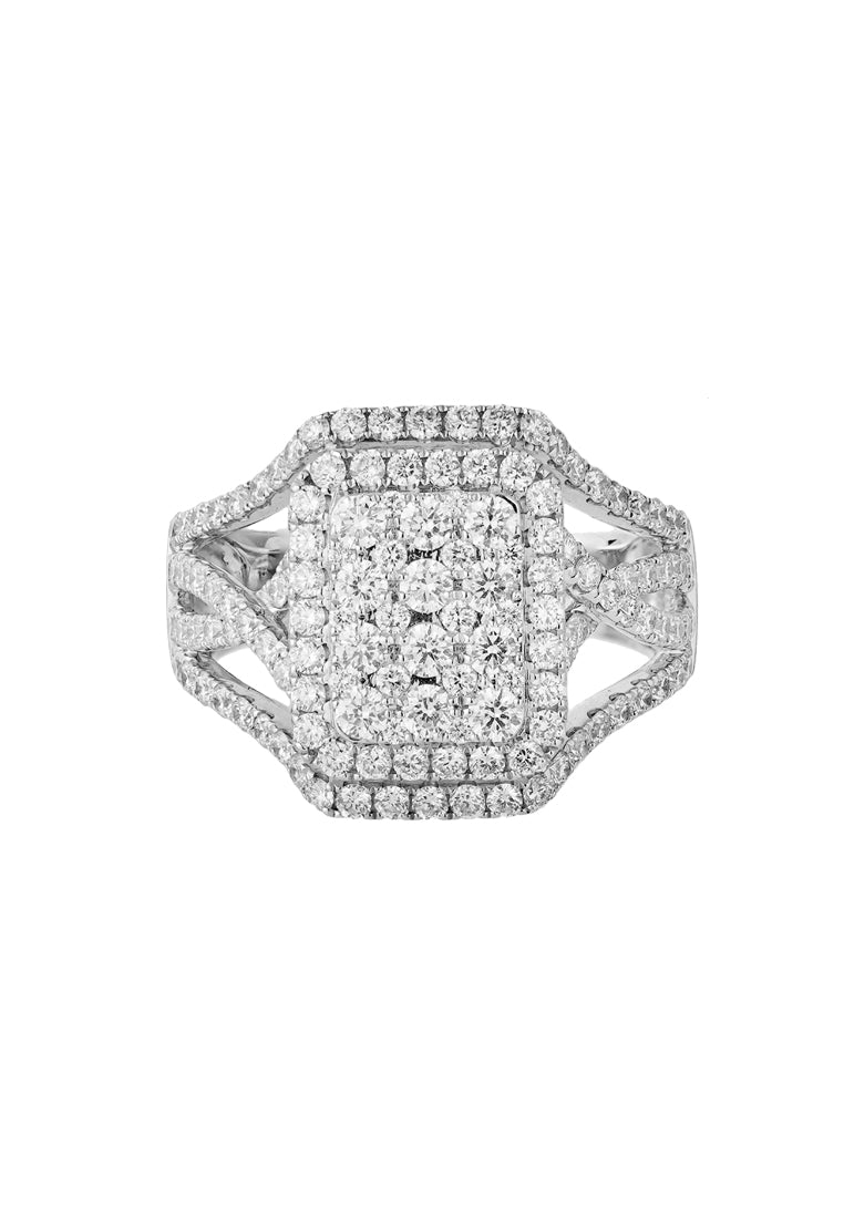 TOMEI Glamorous Diamond Ring, White Gold 750 (R4653)