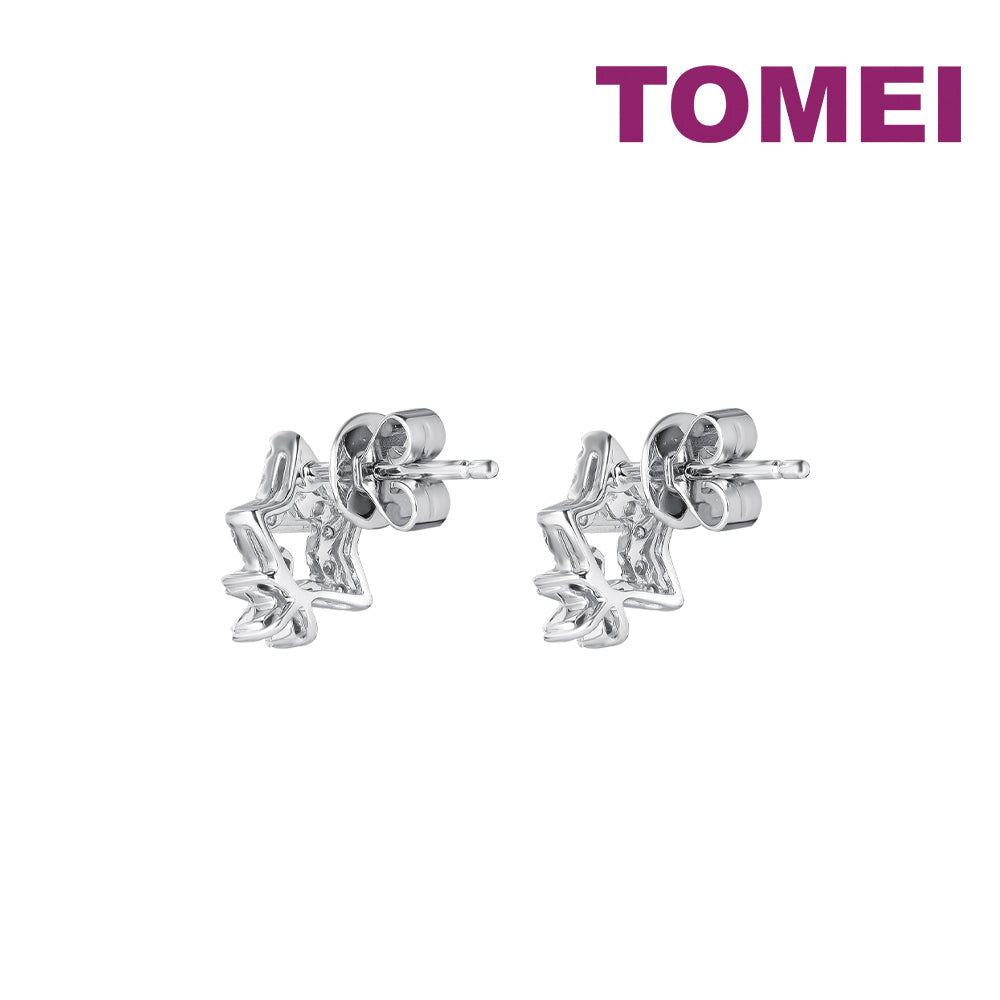 TOMEI Starlit Stud Earrings, White Gold 585