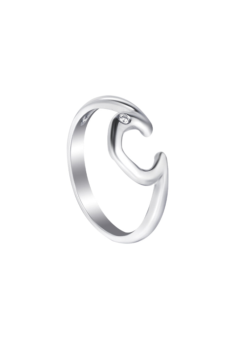 TOMEI Horseshoe Diamond Ring, White Gold 375