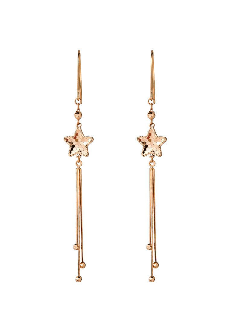 TOMEI Rouge Collection Star Long Earrings, Rose Gold 750