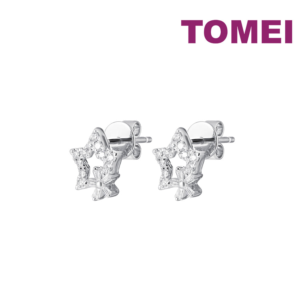 TOMEI Starlit Stud Earrings, White Gold 585