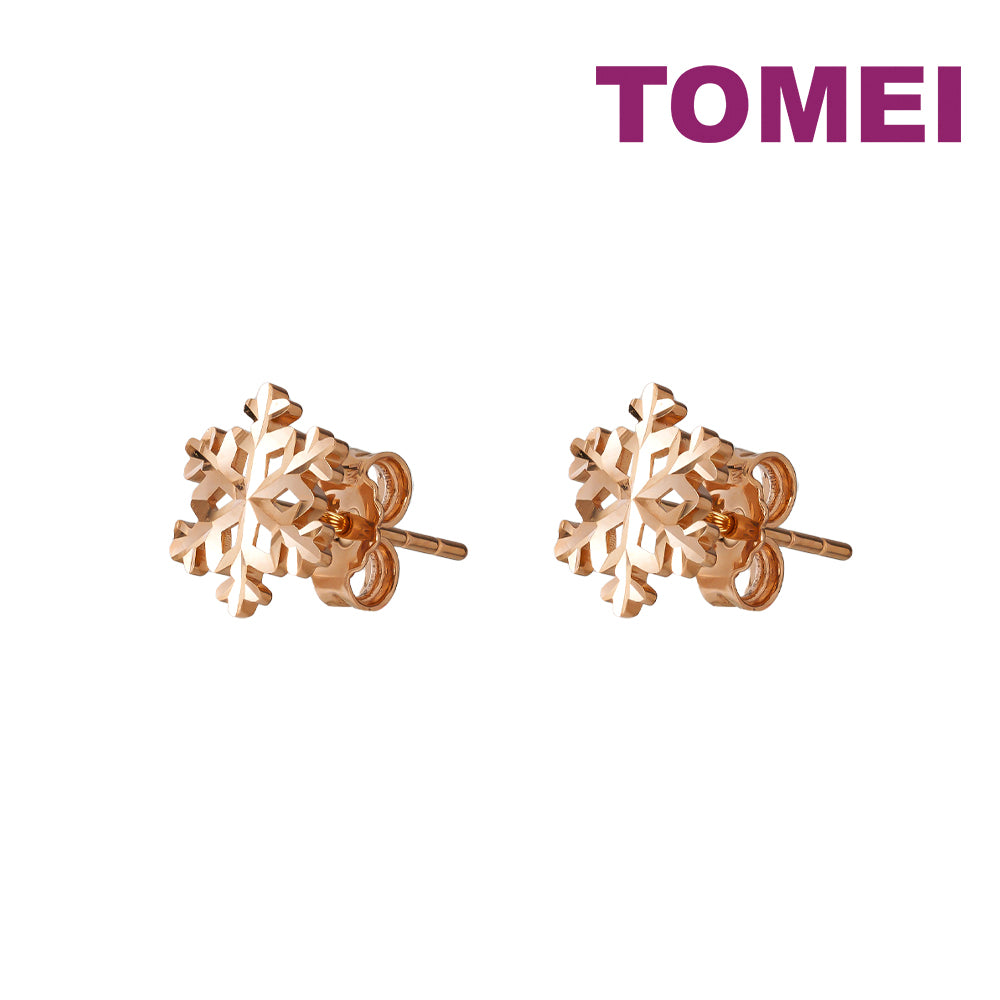 TOMEI Rouge Collection Snow Flake Stud Earrings, Rose Gold 750