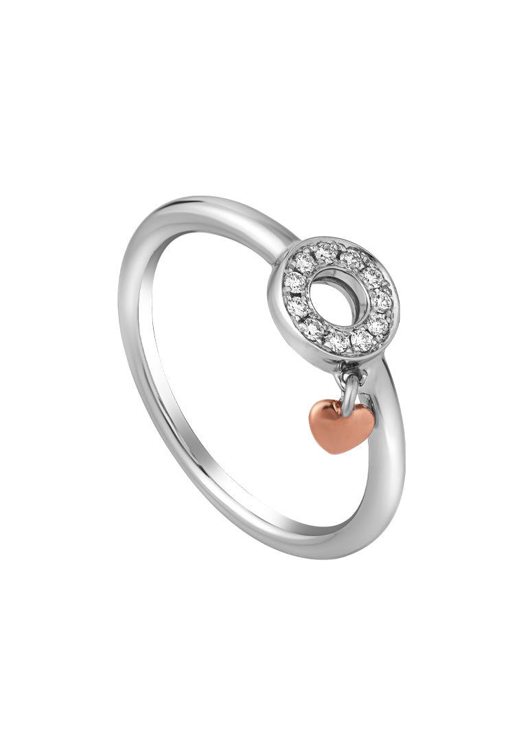 TOMEI Glowing Heart Diamond Ring, White+Rose Gold 585 (R4951WR)