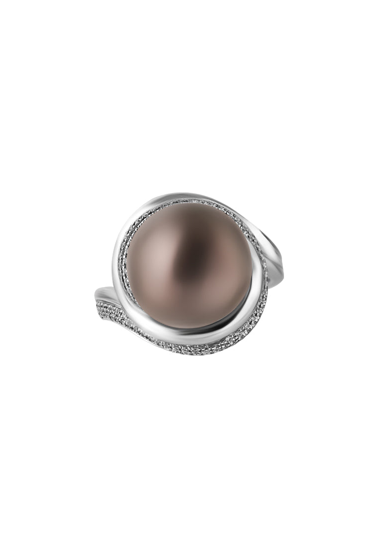 TOMEI Tahiti Pearl Diamond Ring, White Gold 750 (R4126)