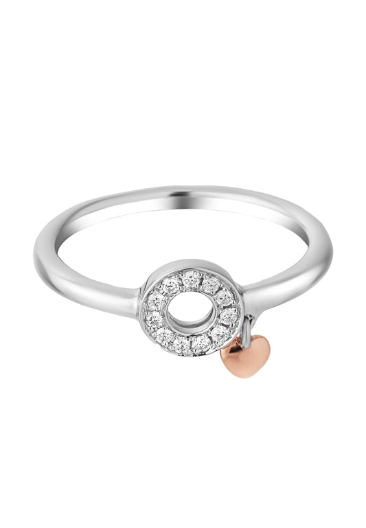 TOMEI Glowing Heart Diamond Ring, White+Rose Gold 585 (R4951WR)