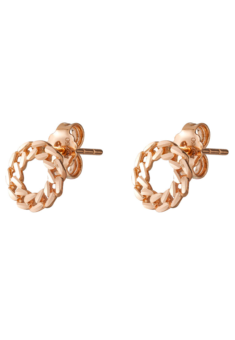 TOMEI Rouge Collection Twist Circle Earrings, Rose Gold 750