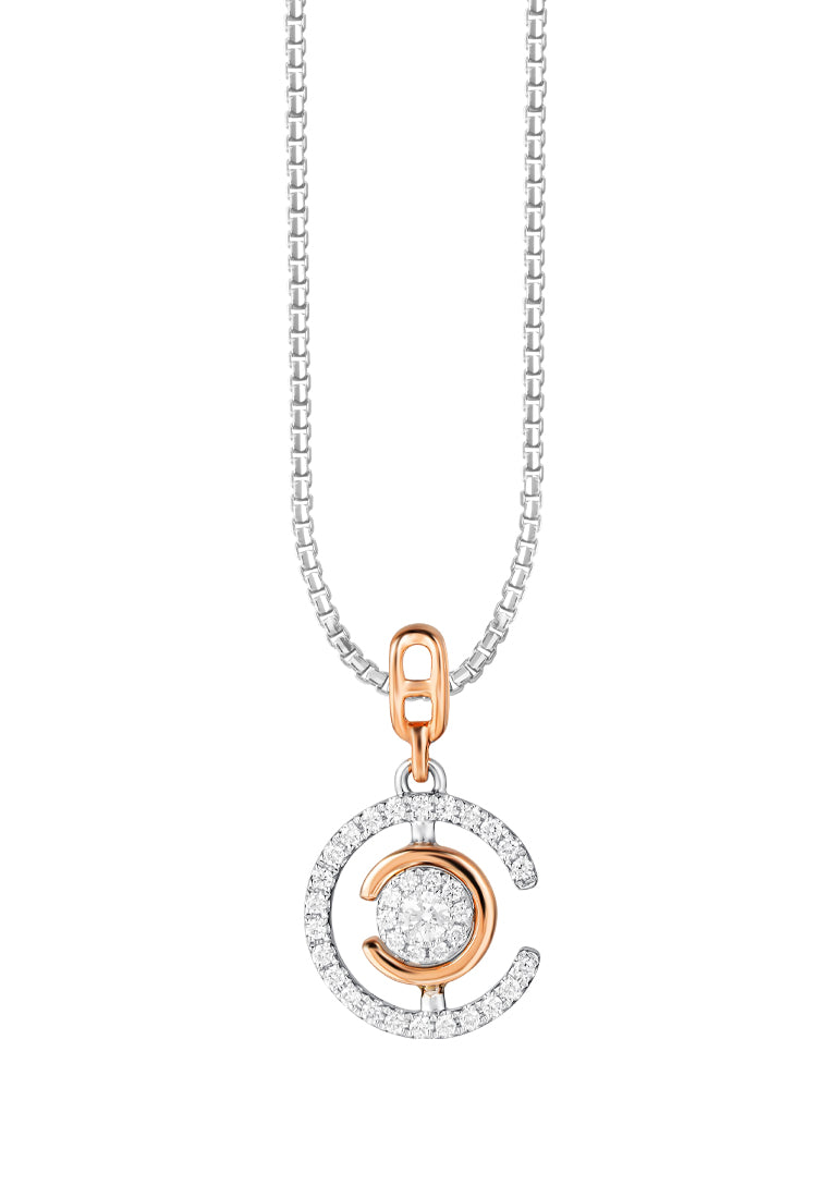 TOMEI Sparkle Serenity Collection DIamond Pendant, White+Rose Gold 750