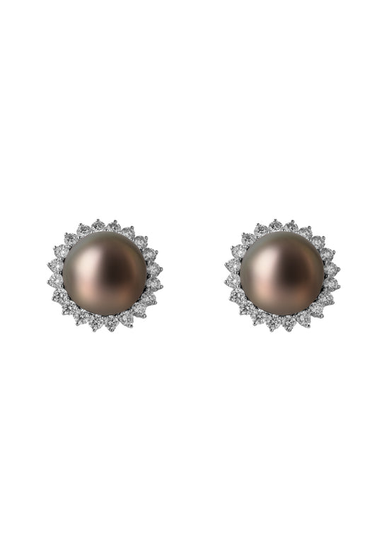 TOMEI Tahiti Pearl Diamond Earrings, White Gold 750 (E7710DIMO)