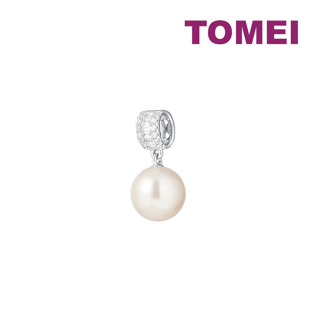 TOMEI Lustrous Pearl Pendant, White Gold 750