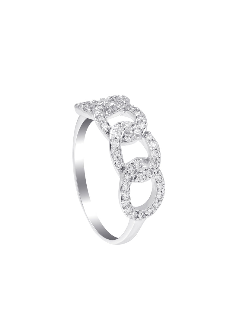 TOMEI Koleksi Gardenia Diamond Ring, White Gold 750