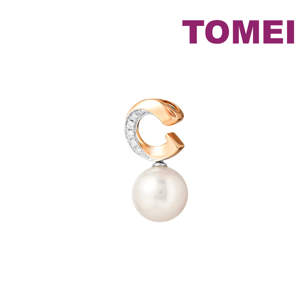 TOMEI Lustrous Pearl Pendant, White+Rose Gold 750