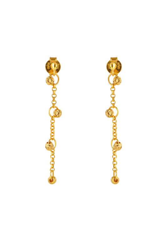TOMEI Beads Dangling Earrings, Yellow Gold 916 (EE0068-1C)
