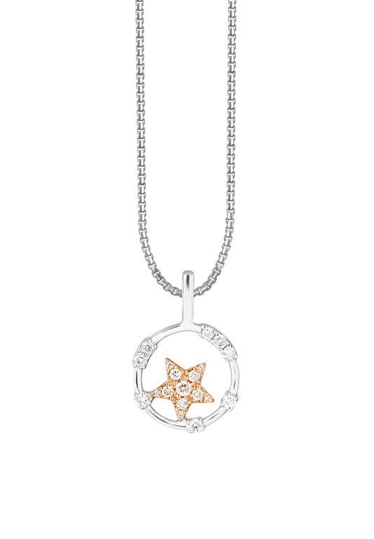 TOMEI Sparkle Serenity Collection Diamond Pendant Set, White+Rose Gold 585
