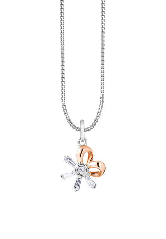 TOMEI Sparkle Serenity Collection Diamond Pendant Set, White+Rose Gold 585