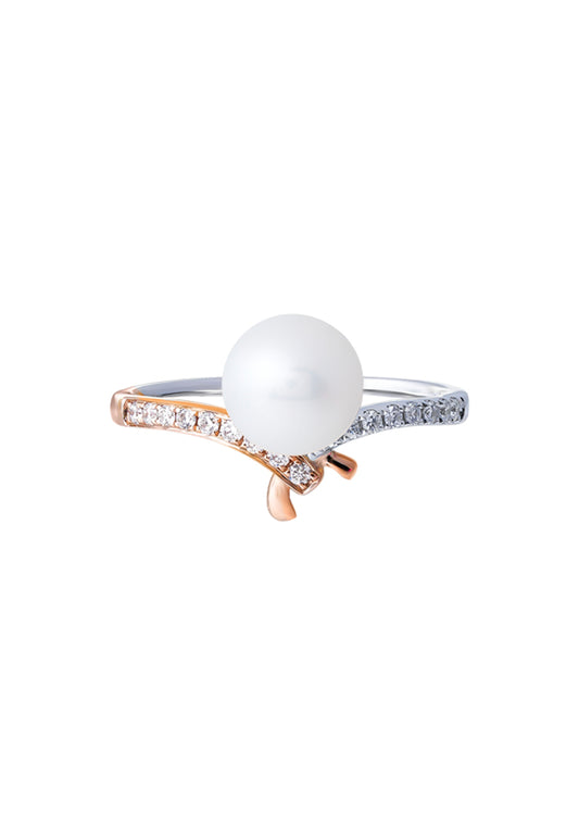 TOMEI 【珍爱多美】Pure Love Pearl Ring, White+Rose Gold 585