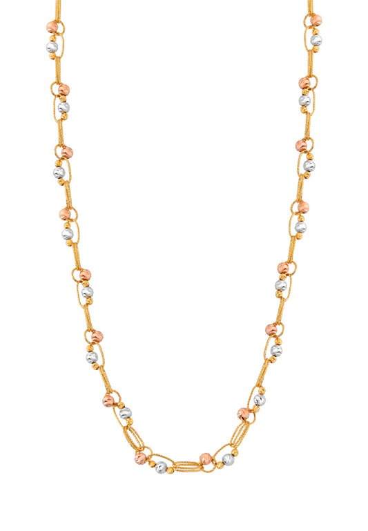 TOMEI Tri-Tone Dazzling Ball Necklace, Yellow Gold 916