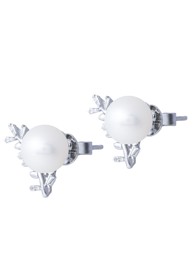 TOMEI 【福泽千秋】Pearl Earrings, White Gold 585