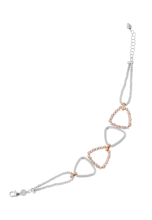 TOMEI Italia Geometrical Beads Bracelet, White+Rose Gold 585