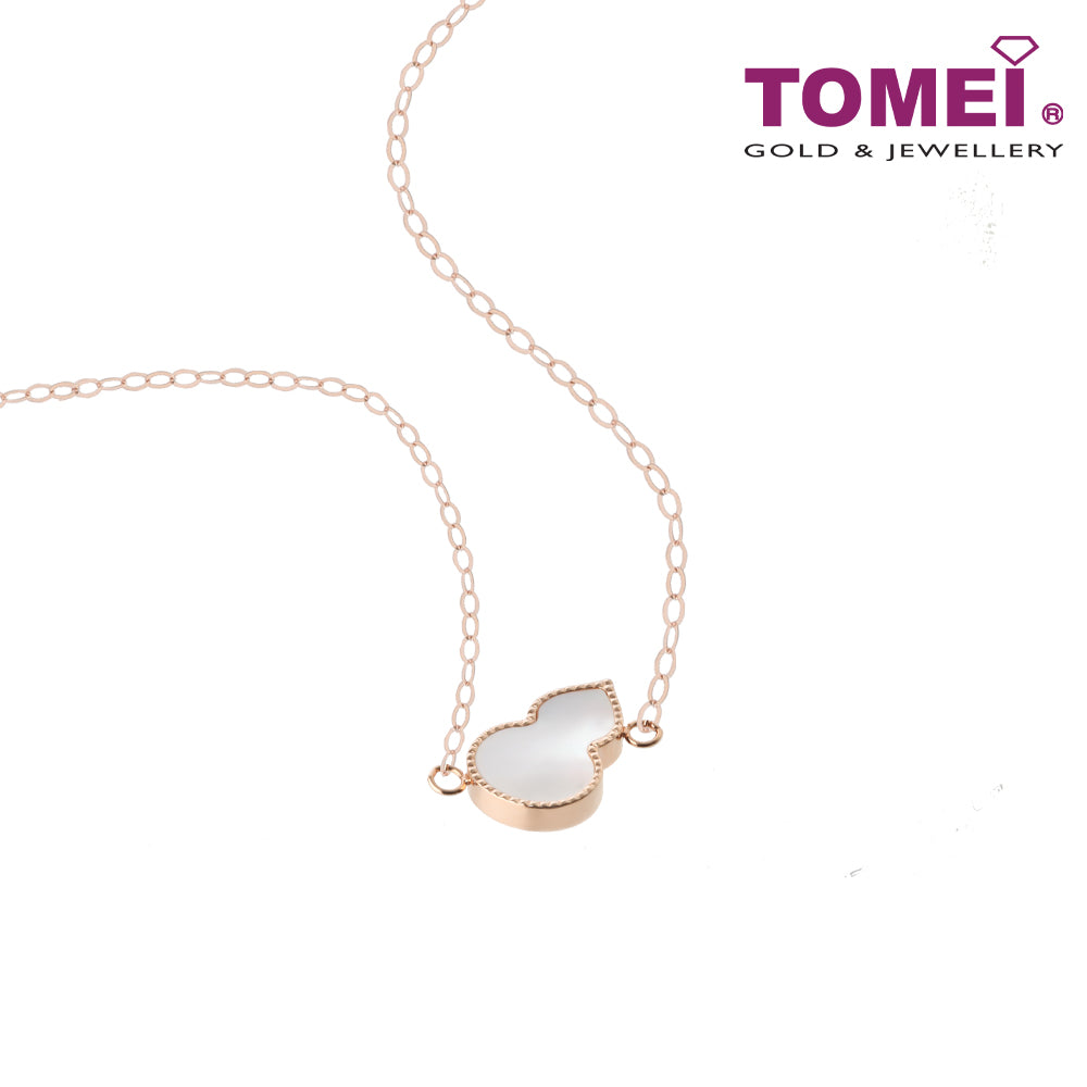 TOMEI Rouge Collection Nacre Simply Gourd Necklace, Rose Gold 750