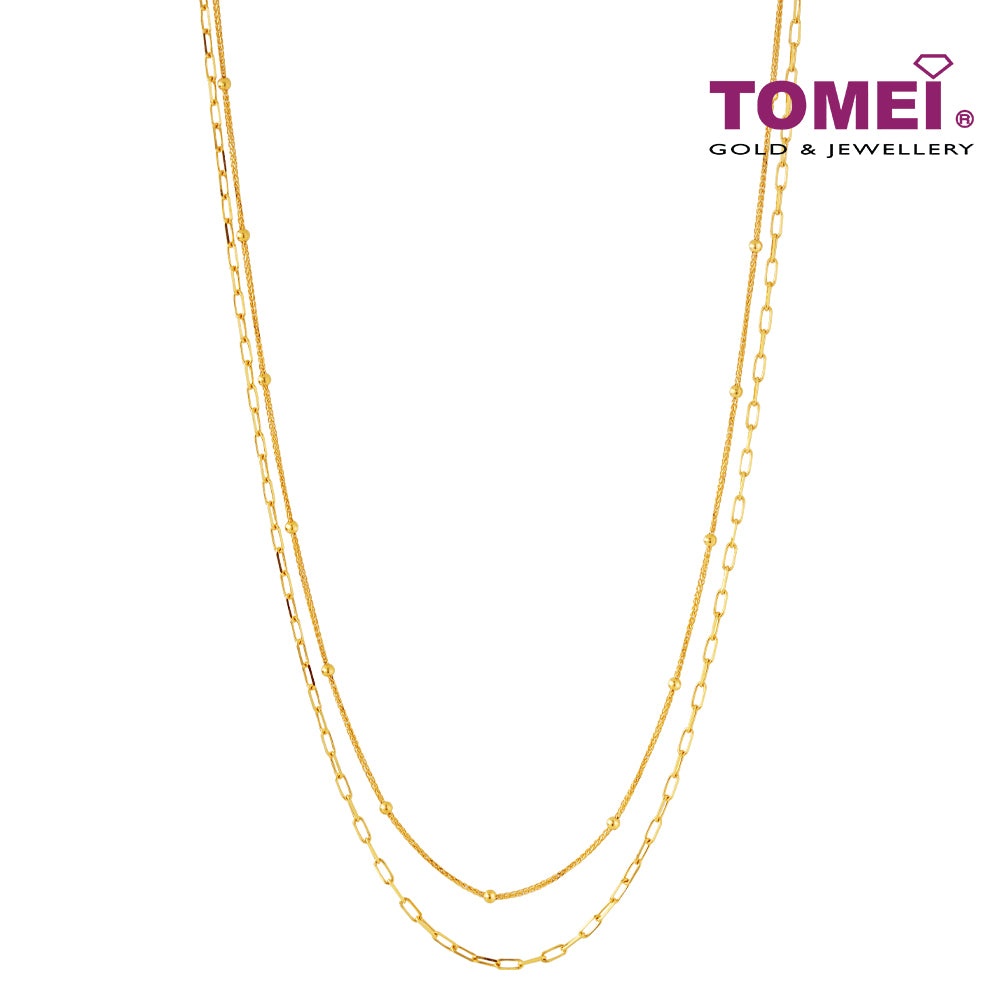 TOMEI Double Strands Necklace, Yellow Gold 916