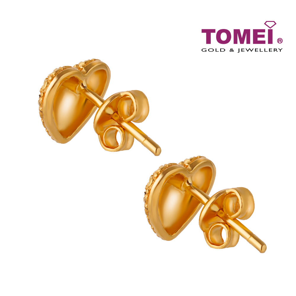 TOMEI Laser Heart Earrings, Yellow Gold 916