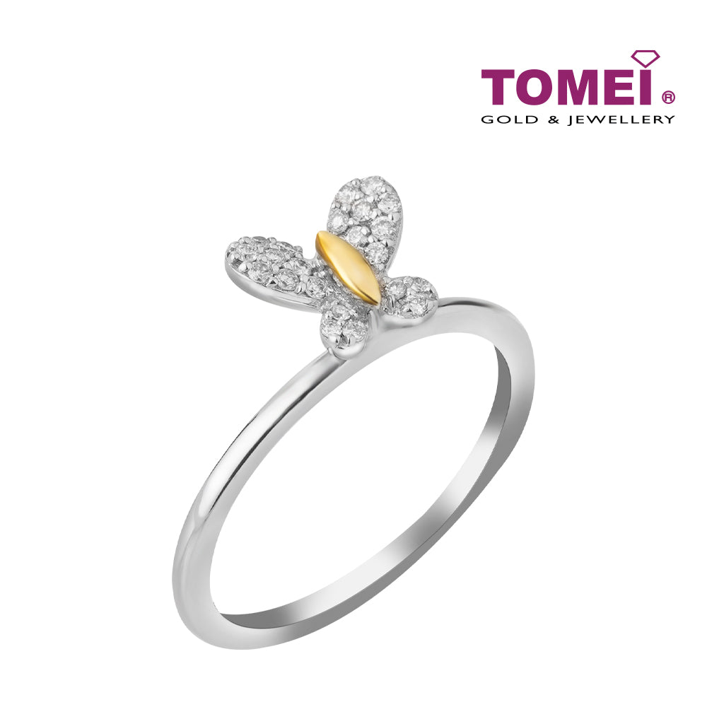 TOMEI Coruscant Butterfly Ring, Diamond White Gold & Rose Gold 750