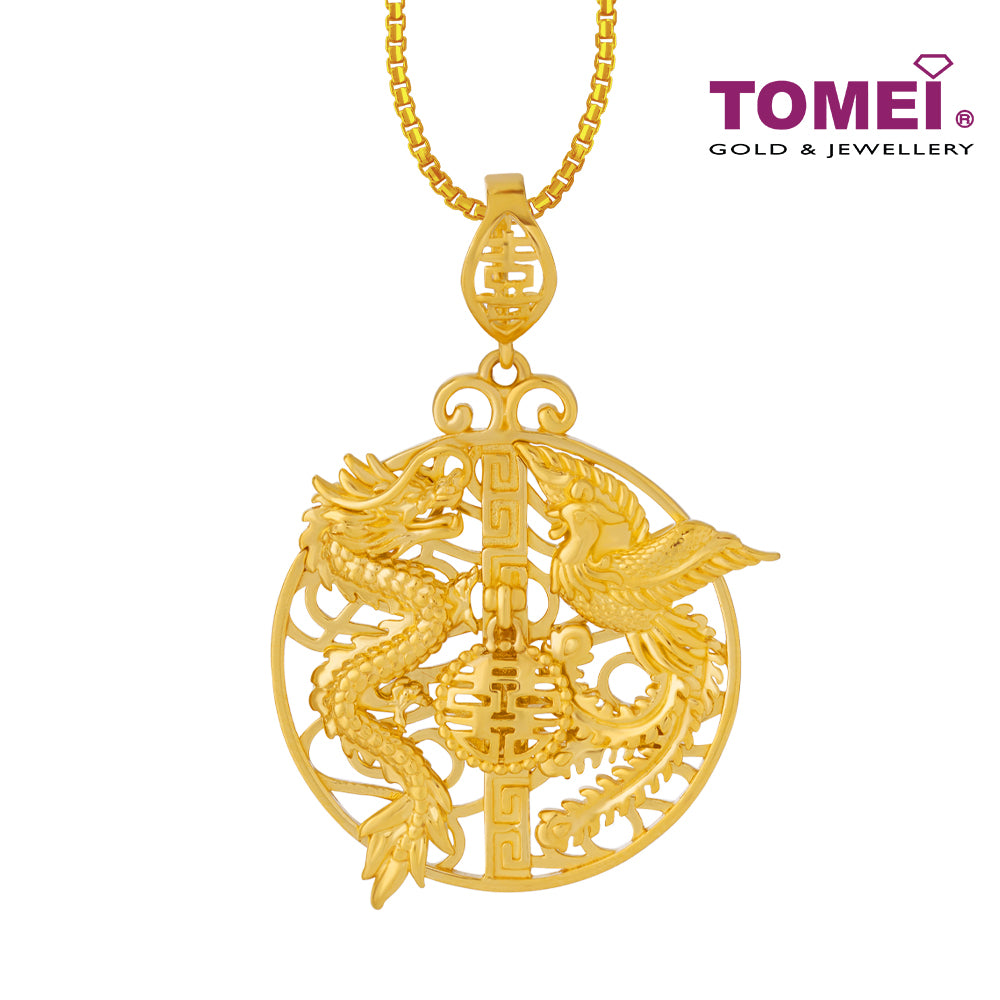 TOMEI Dragon & Phoenix Pendant, Yellow Gold 916
