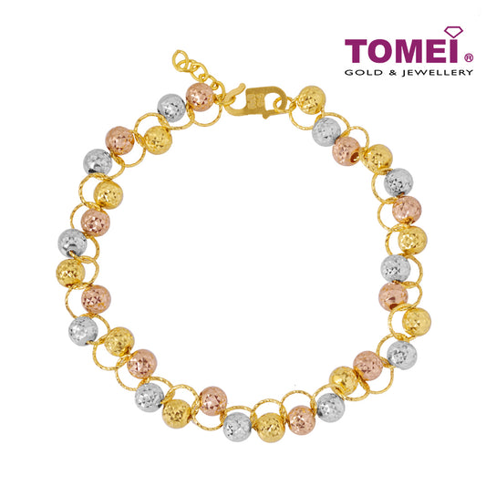 TOMEI Tri-Tone Entwined Beads Bracelet, Yellow Gold 916