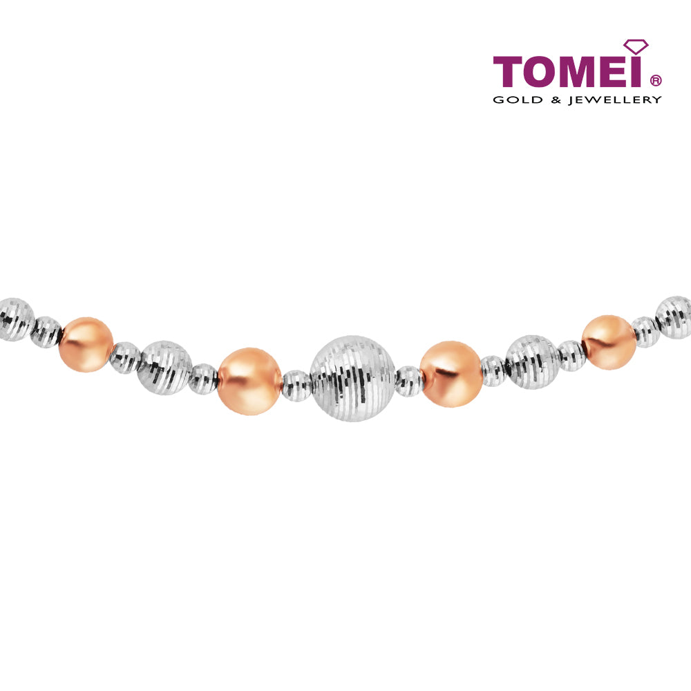TOMEI Joyous Tinsels Collection Bead Bracelet, White+Rose Gold 585