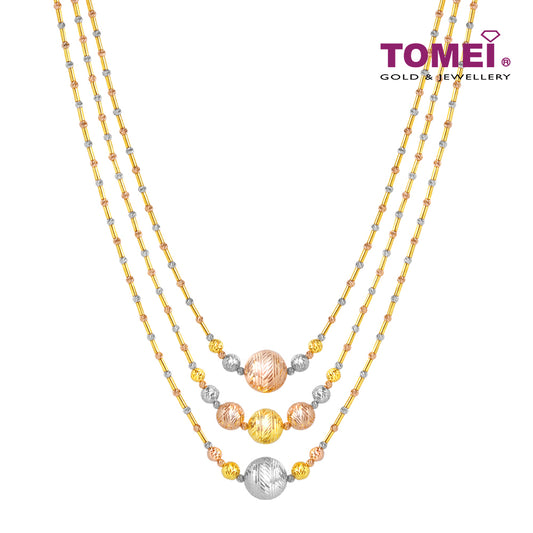 TOMEI Lusso Italia Baubles Glam Collection Tri-Tone Necklace, Yellow Gold 916
