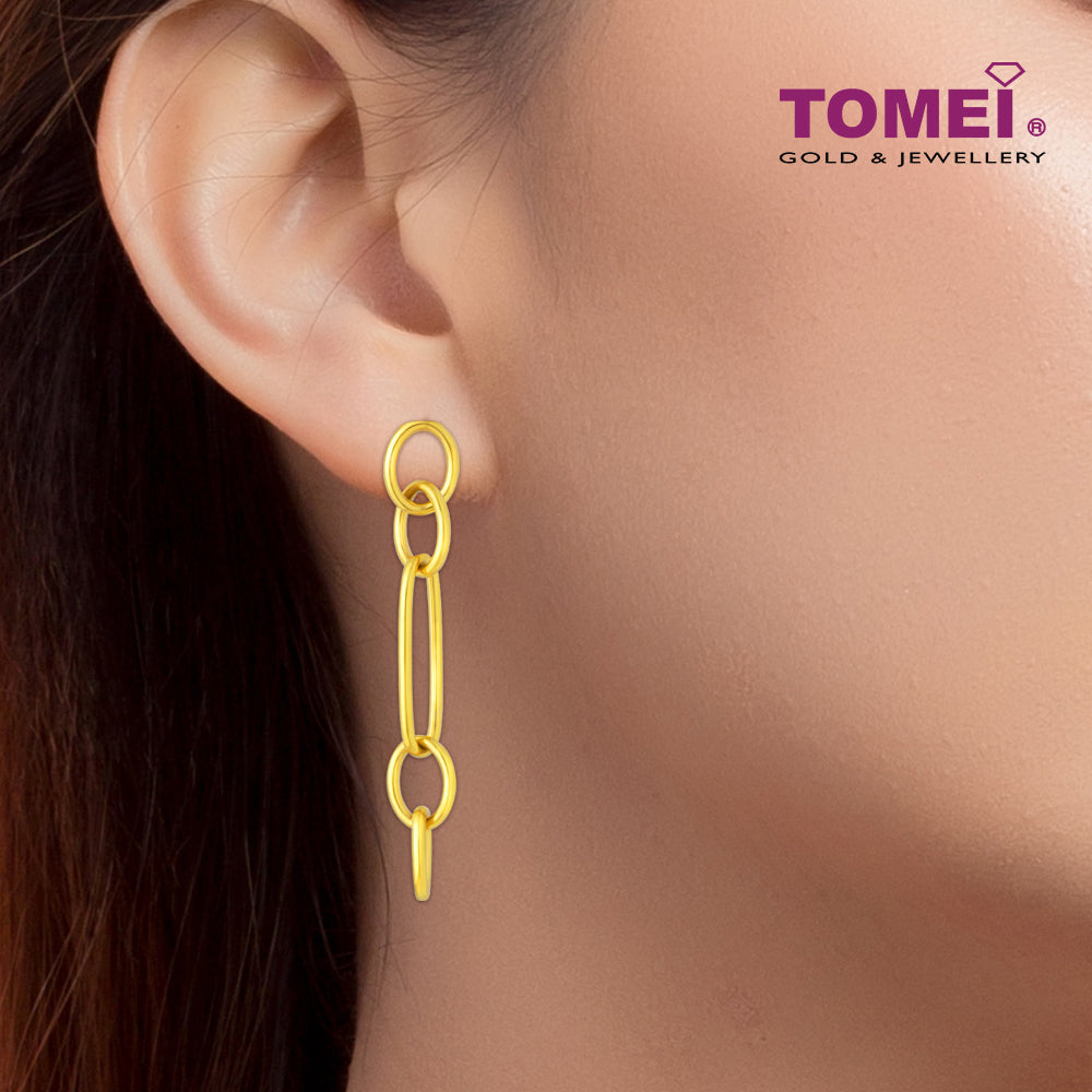 TOMEI Lusso Italia Oval Dangling Earrings, Yellow Gold 916