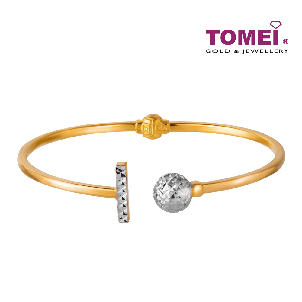 TOMEI Ball and Bar Open Bangle, Yellow Gold 916