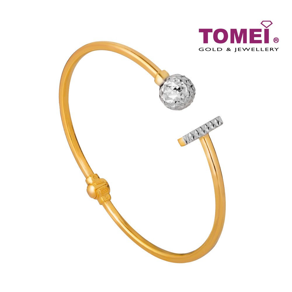 TOMEI Ball and Bar Open Bangle, Yellow Gold 916