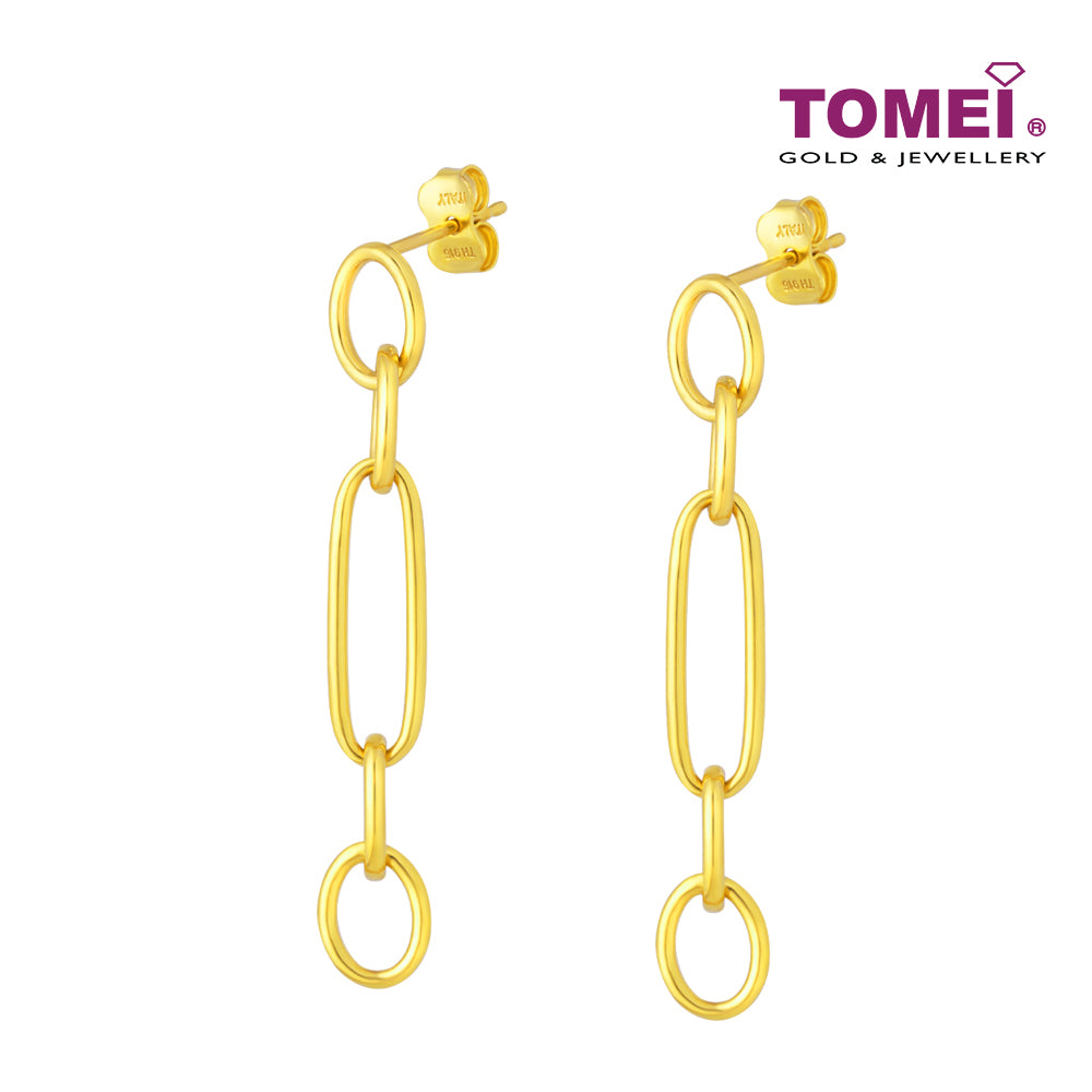 TOMEI Lusso Italia Oval Dangling Earrings, Yellow Gold 916