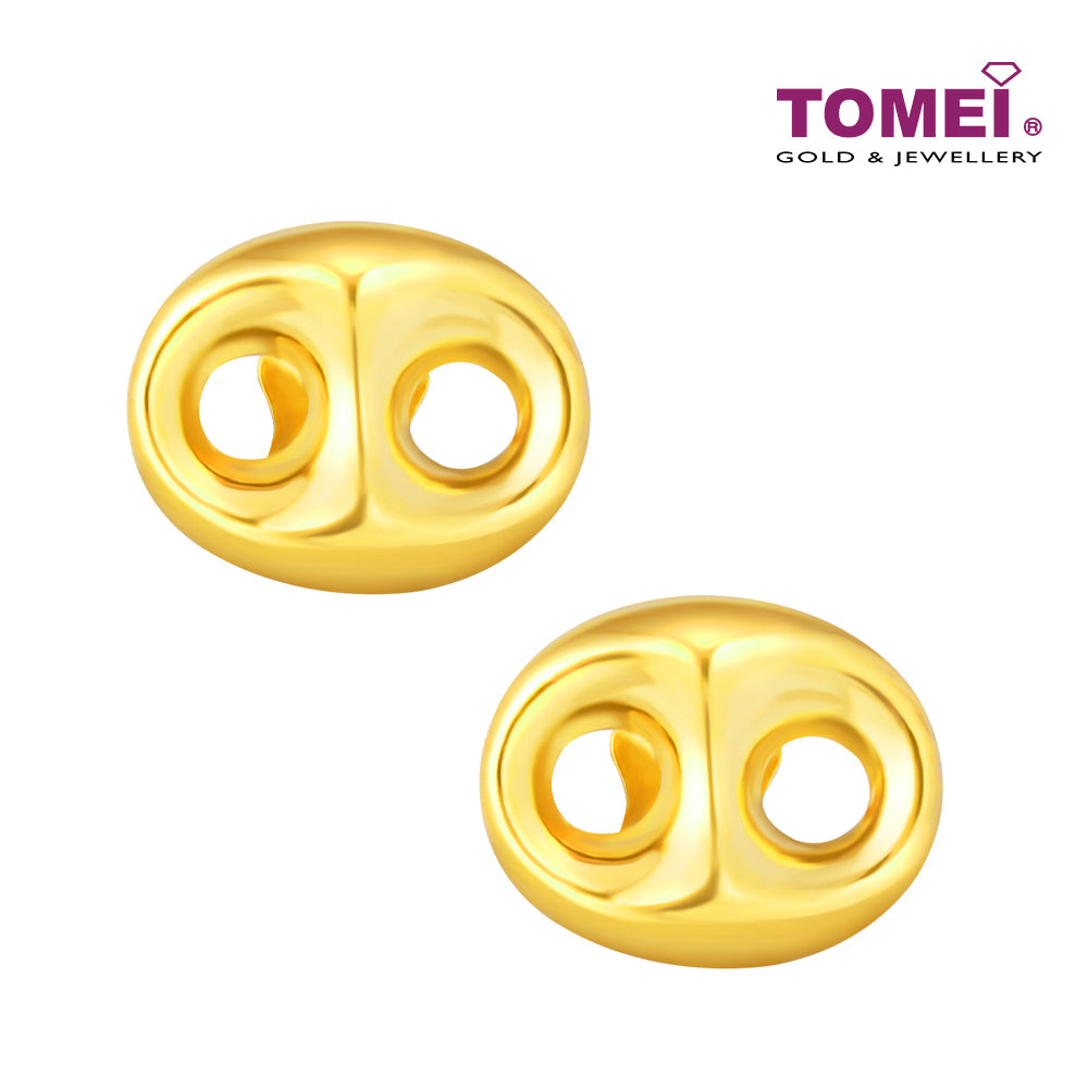 TOMEI Lusso Italia Oval Button Earrings, Yellow Gold 916