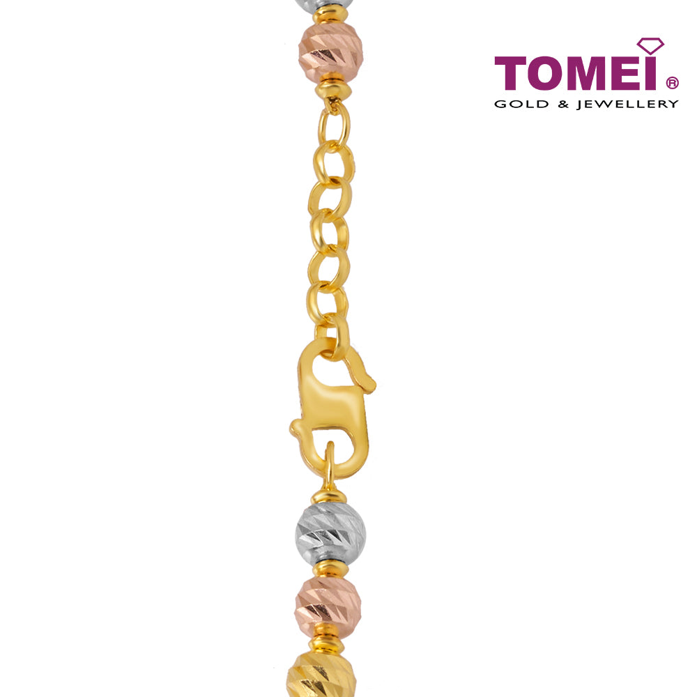 TOMEI Tri-Tone Laser Balls Bracelet, Yellow Gold 916