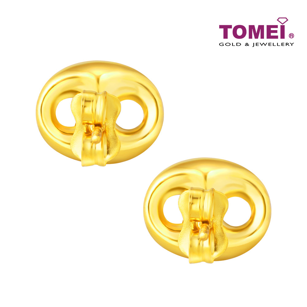 TOMEI Lusso Italia Oval Button Earrings, Yellow Gold 916