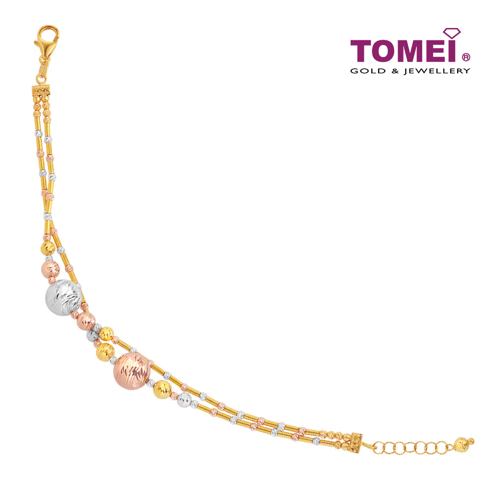TOMEI Lusso Italia  Baubles Glam Collection Tri-Tone Bracelet, Yellow Gold 916
