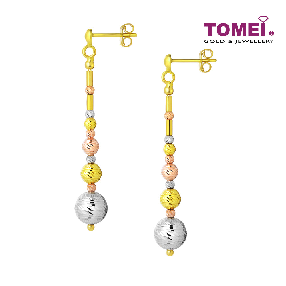TOMEI Lusso Italia Baubles Glam Collection Tri-Tone Earrings, Yellow Gold 916