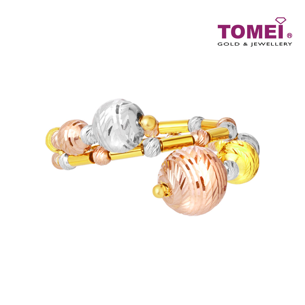 TOMEI Lusso Italia Baubles Glam Collection Tri-Tone Ring, Yellow Gold 916