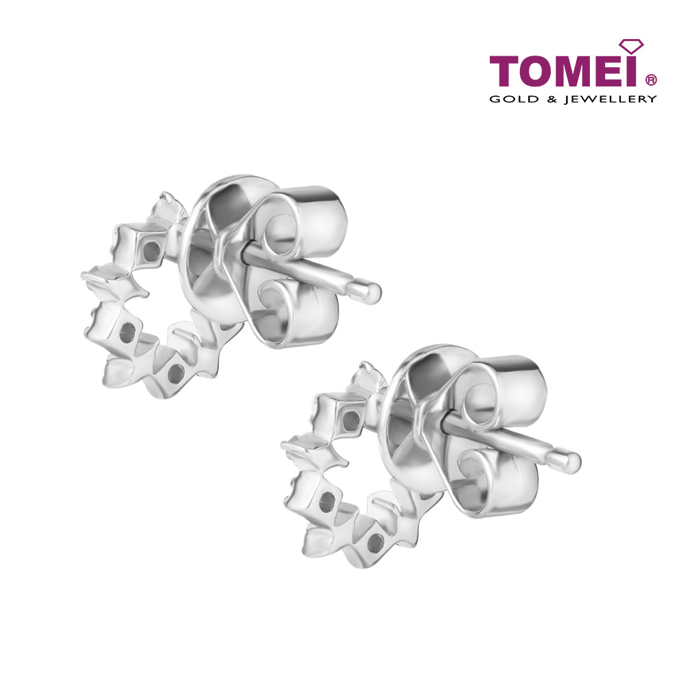 TOMEI White Christmas Collection Diamond Earrings, White Gold 585